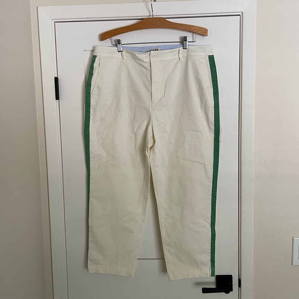 Boden Cream and Green Chinos